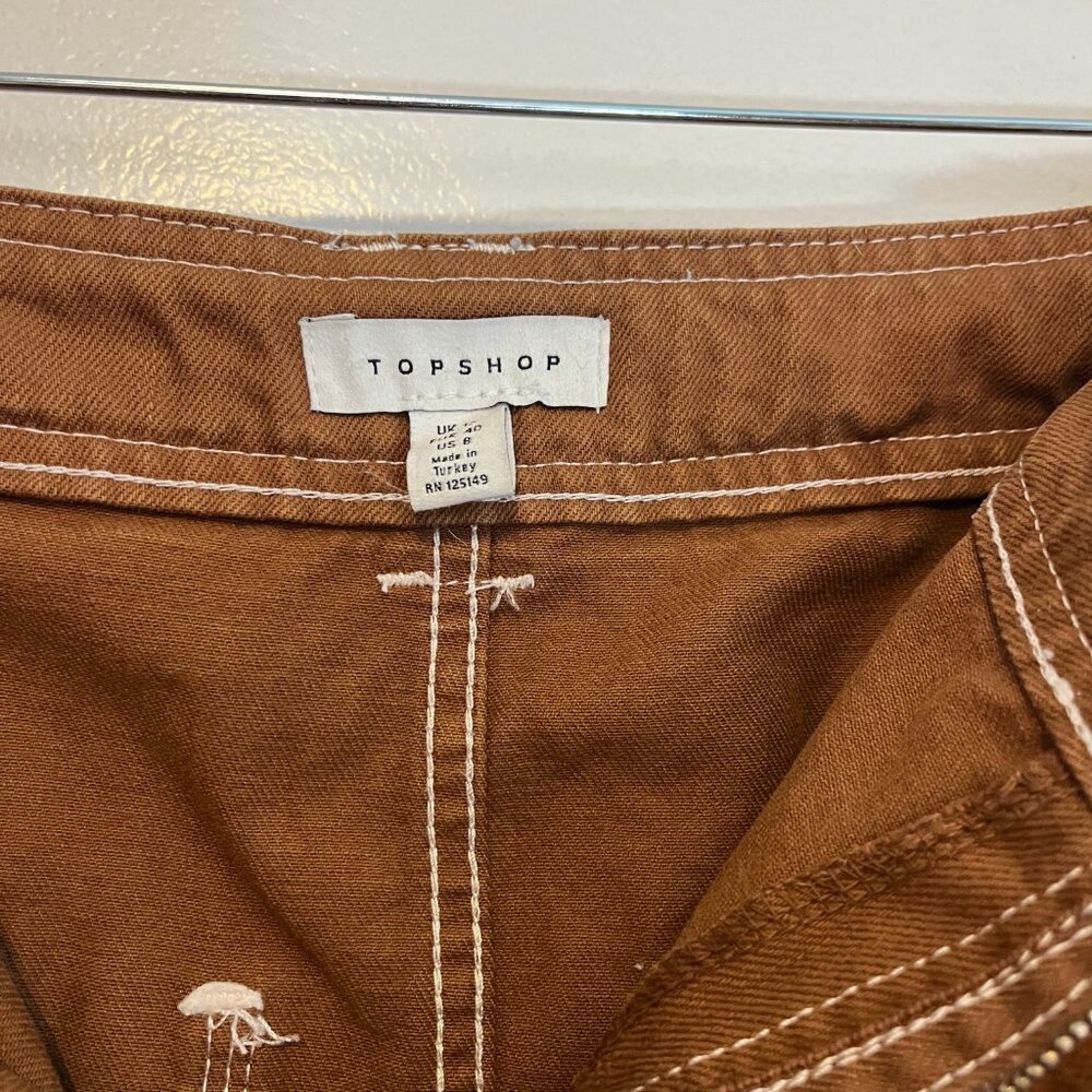 Topshop utility denim skirt, brown -- size 8 - Picture 4 of 4